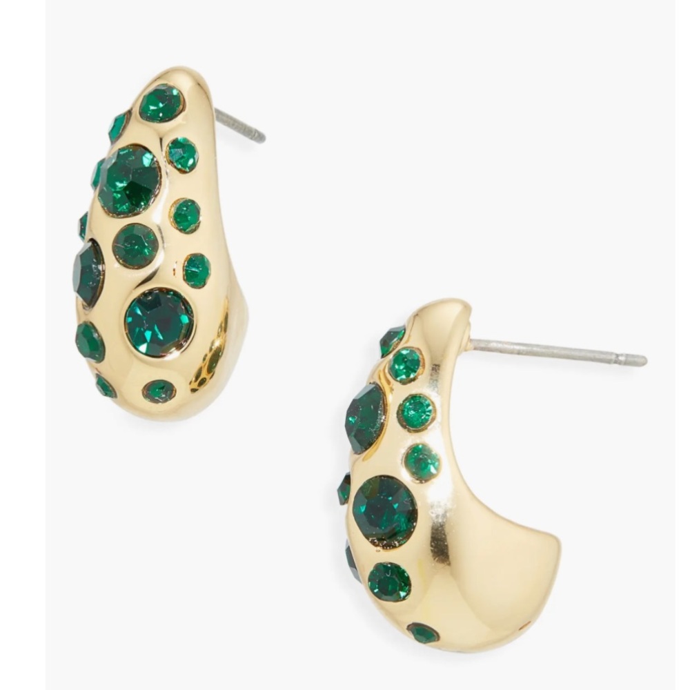 Kurt Geiger London Bombay Pave’ CZ Dome Hoop Earrings New